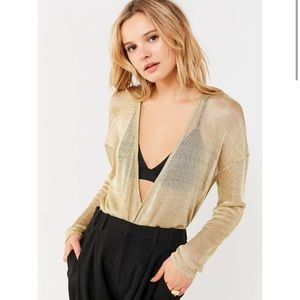 Urban Outfitters Bianca Metallic Surplice Top
